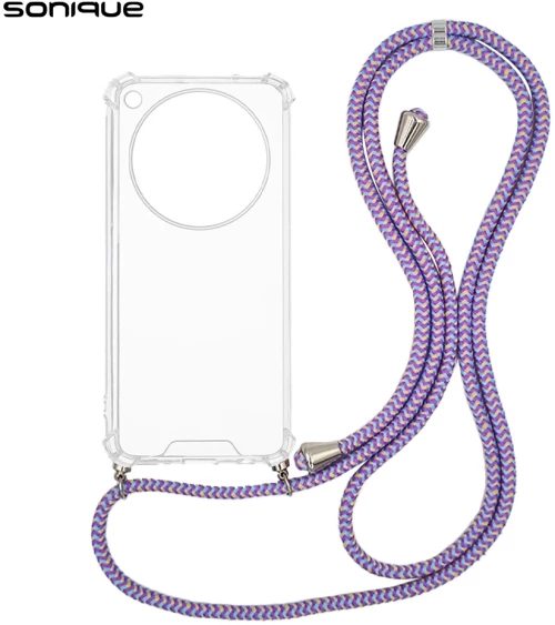 Θήκη Σιλικόνης με Κορδόνι Sonique Armor Clear Oppo Find X8 Pro 5G Rainbow Λιλά