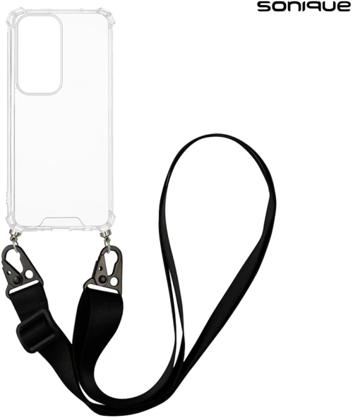 Θήκη Σιλικόνης με Strap Sonique Armor Clear Oppo Reno12 5G Μαύρο
