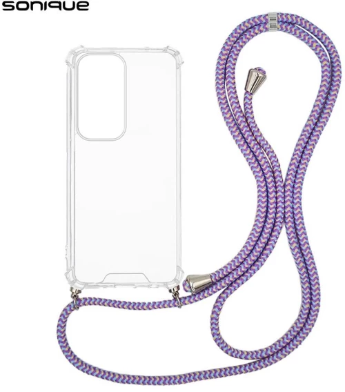 Θήκη Σιλικόνης με Κορδόνι Sonique Armor Clear Oppo Reno12 5G Rainbow Λιλά
