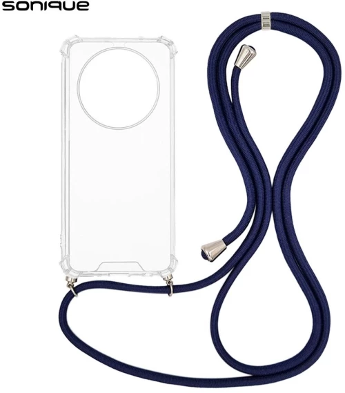 Θήκη Σιλικόνης με Κορδόνι Sonique Armor Clear Oppo Reno12 F 5G / Oppo Reno12 FS 5G Μπλε Σκούρο