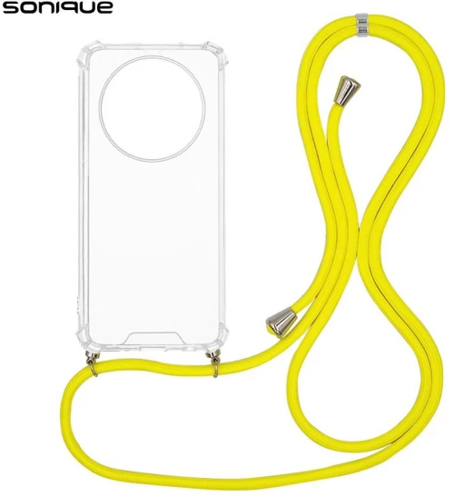 Θήκη Σιλικόνης με Κορδόνι Sonique Armor Clear Oppo Reno12 F 5G / Oppo Reno12 FS 5G Κίτρινο