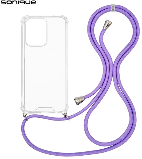 Θήκη Σιλικόνης με Κορδόνι Sonique Armor Clear Oppo Reno13 F 5G / Oppo Reno13 FS 5G Λιλά
