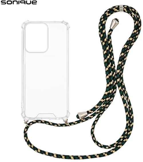 Θήκη Σιλικόνης με Κορδόνι Sonique Armor Clear Oppo Reno13 Pro 5G Rainbow Πράσινο