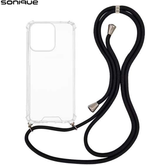 Θήκη Σιλικόνης με Κορδόνι Sonique Armor Clear Oppo Reno14 F 5G Μαύρο
