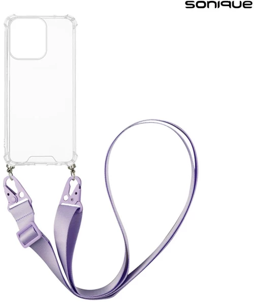 Θήκη Σιλικόνης με Strap Sonique Armor Clear Oppo Reno14 F 5G Λιλά