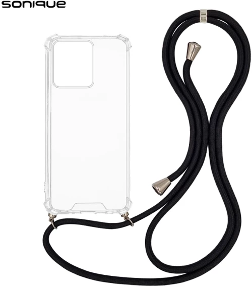 Θήκη Σιλικόνης με Κορδόνι Sonique Armor Clear Motorola Edge 40 5G Μαύρο