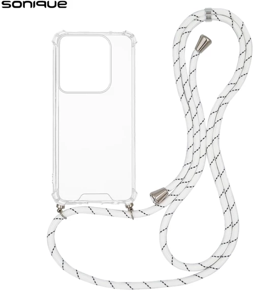 Θήκη Σιλικόνης με Κορδόνι Sonique Armor Clear Motorola Edge 50 Pro 5G Rainbow Λευκό