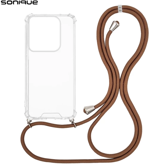 Θήκη Σιλικόνης με Κορδόνι Sonique Armor Clear Motorola Edge 50 Ultra Καφέ