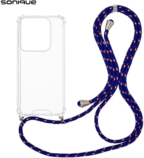 Θήκη Σιλικόνης με Κορδόνι Sonique Armor Clear Motorola Edge 50 Ultra Rainbow Μπλε