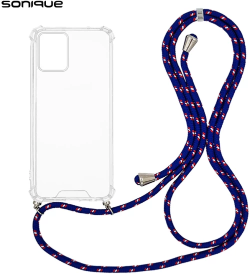 Θήκη Σιλικόνης με Κορδόνι Sonique Armor Clear Motorola Moto E13 4G Rainbow Μπλε