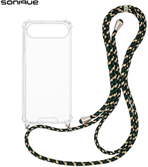 Θήκη Σιλικόνης με Κορδόνι Sonique Armor Clear Apple iPhone 17 Air Rainbow Πράσινο