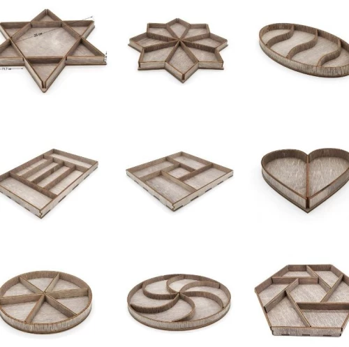 Intra απο ξύλο plywood 3mm-4mm πάχος – ξύλο 9 σχημάτων συλλογής δίσκου σερβιρίσματος ξηρών καρπών 12x15 cm INTRAVECTRY-MY543675