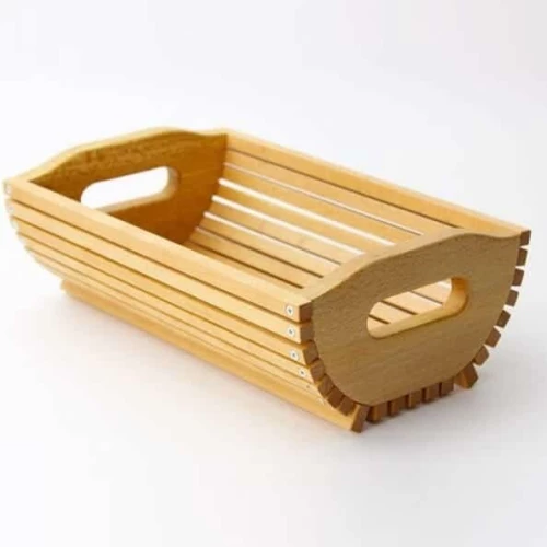 Intra απο ξύλο plywood 3mm-4mm πάχος – Ορθογώνιο καλάθι Ξύλινος δίσκος σερβιρίσματος φρούτων με λίμα λαβής 40x40 cm INTRAVECTRY-MY545207