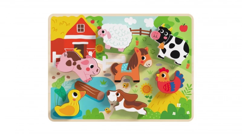 TOOKY TOY TH636 CHUNKY PUZZLE 8 PIECES FARM 6972633372905