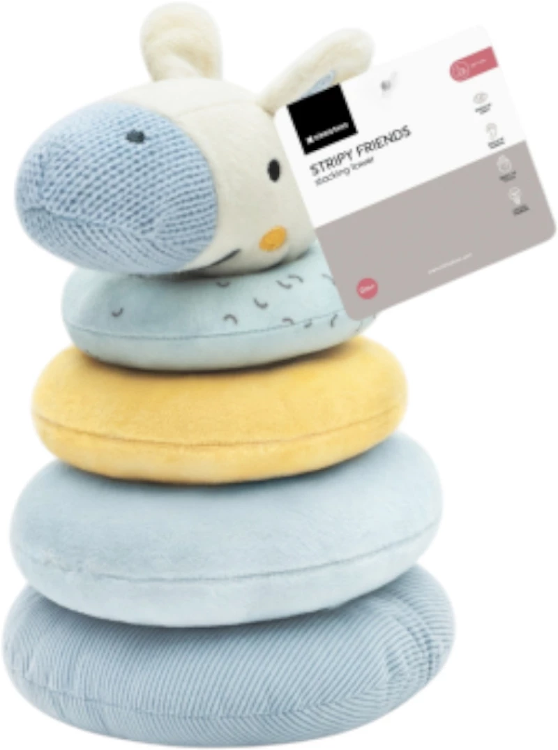 Light Blue Stripy Friends, Βρεφικός Πύργος Στοίβαξης από ύφασμα- Kikkaboo