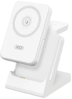 XO CX033 WIRELESS DOCKING STATION, ΑΠΟΣΠΩΜΕΝΟ POWERBANK, 5000MAH, 20W, 3 ΣΕ 1,  ΛΕΥΚΟ