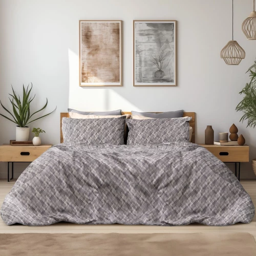 Beauty Home Σετ σεντόνια φανελένια μονά Leonardo Art 12333 170x260 Γκρι