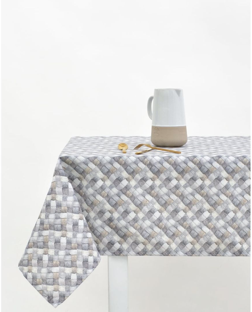 Τραπεζομάντηλο με Διαγώνιο Σχέδιο Banasto  - 6 ατόμων (140x180cm) - Γκρι