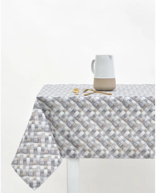 Τραπεζομάντηλο με Διαγώνιο Σχέδιο Banasto  - 6 ατόμων (140x180cm) - Γκρι