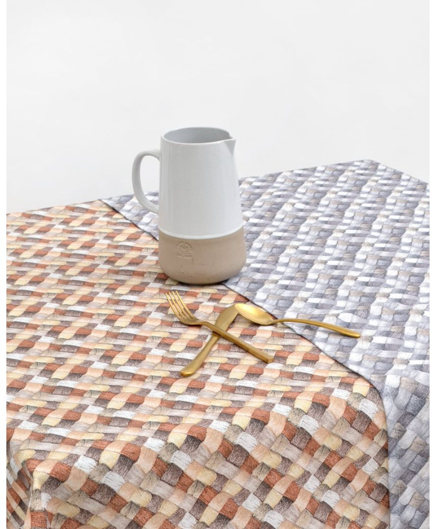 Τραπεζομάντηλο με Διαγώνιο Σχέδιο Banasto  - 6 ατόμων (140x180cm) - Γκρι