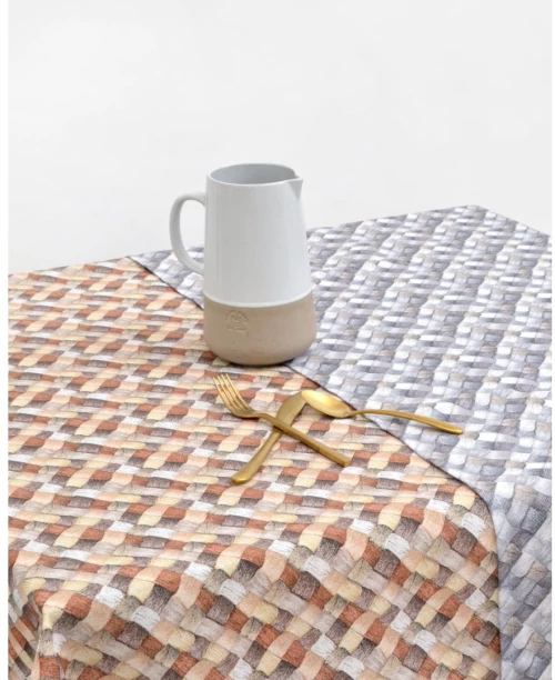 Τραπεζομάντηλο με Διαγώνιο Σχέδιο Banasto  - 6 ατόμων (140x180cm) - Γκρι