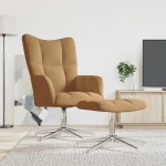 vidaXL Πολυθρόνα Relax Καφέ Βελούδινη με Σκαμπό