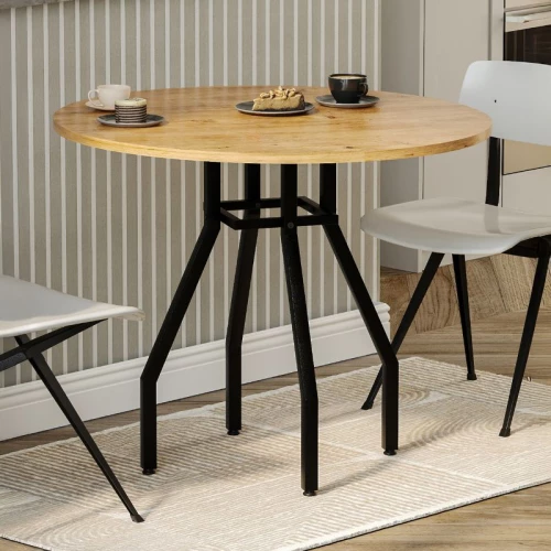 Τραπέζι Roma χρώμα pine oak Ø80x75εκ.