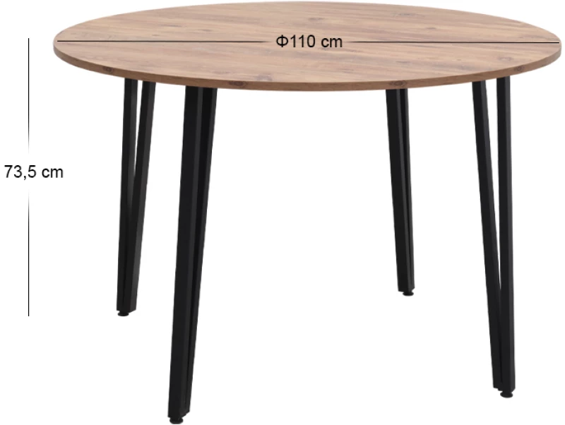 Τραπέζι Zeno χρώμα ακακίας Ø110x73,5εκ.
