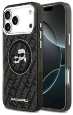 Θήκη Σιλικόνης Karl Lagerfeld Apple iPhone 17 Pro Max Magsafe Glitter Karl & Choupette Heads Μαύρο