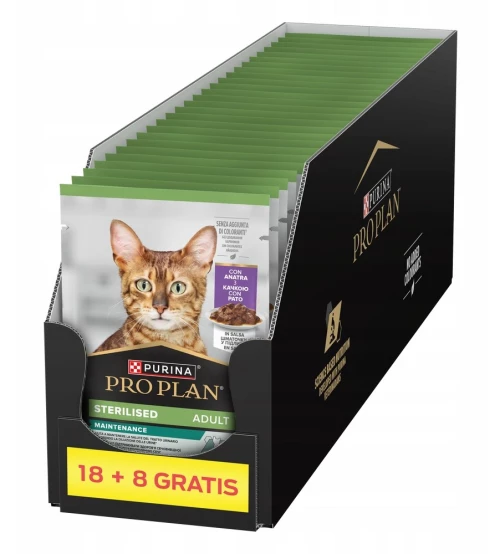 PURINA Pro Plan Sterilised Adult Maintenance Pieces with duck in sauce - wet cat food - 26x85g (18 + 8 GRATIS)