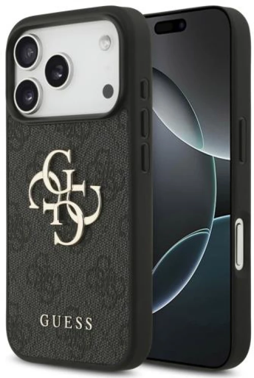 Θήκη PU Guess Apple iPhone 17 Pro Max Hardcase Big Logo 4G Μαύρο