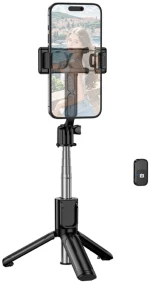 Selfie Stick Borofone BY14 Graceful Mini για Συσκευές 4.5"-7.0" με Τηλεχειριστήριο 120mAh Bluetooth v5.2 Μαύρο