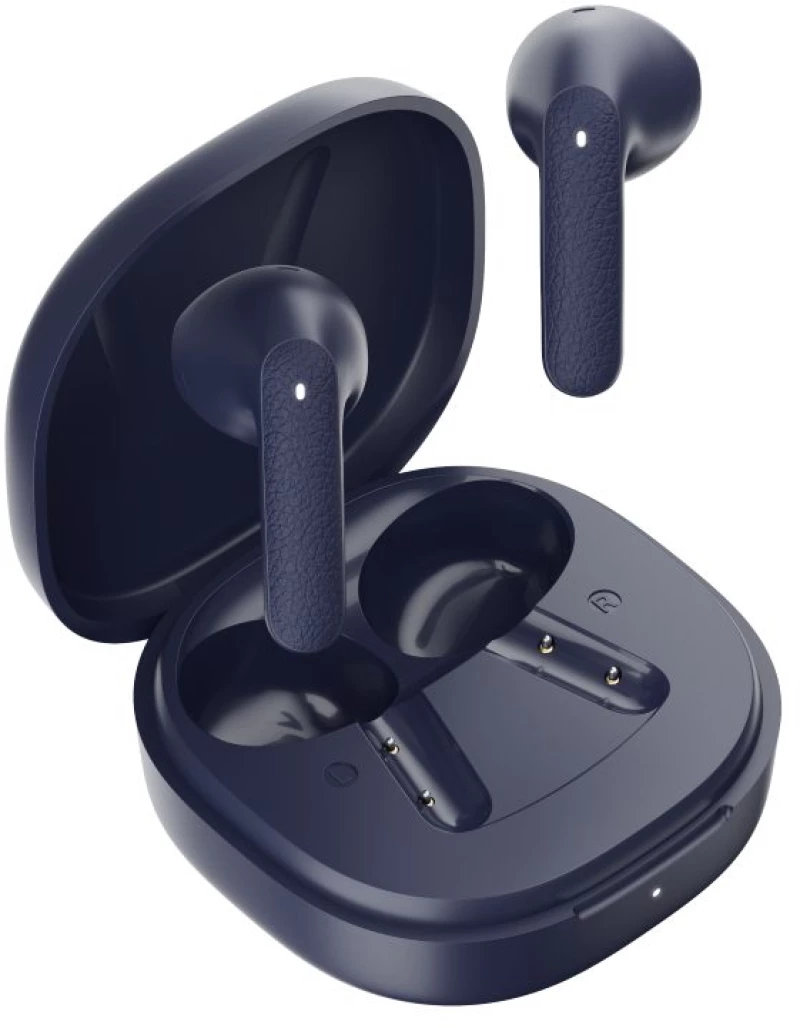QCY Air Blue Semi-Ear TWS Earbuds, quad Mic ENC multi-point connection, leather grain case