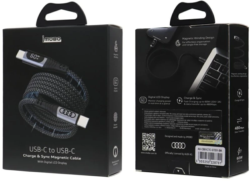 USB-C / USB-C Audi 2.0 Cable 20V 3A 60W - Black