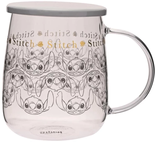 STITCH - Glass Mug with Lid 18oz