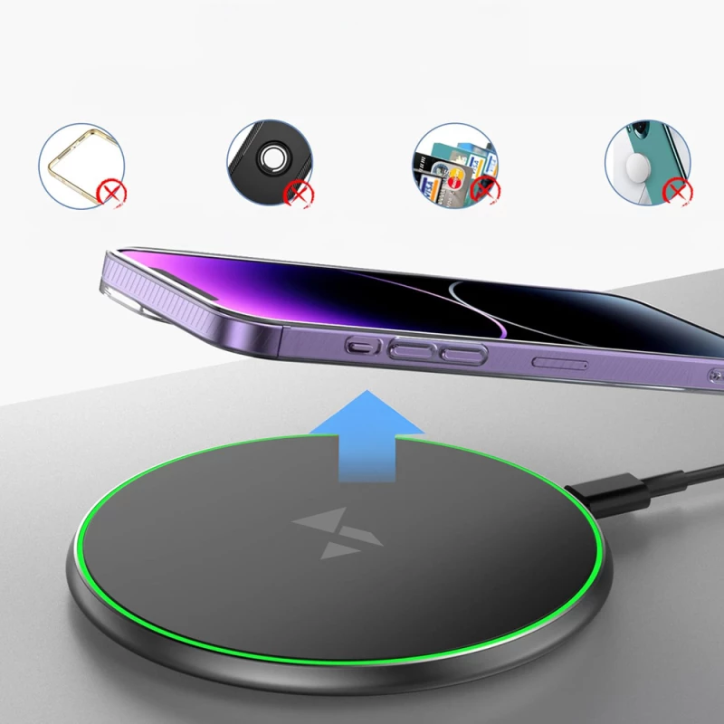 Wozinsky WLI-01Y 15W Qi Inductive Charger with USB-C Cable - Black