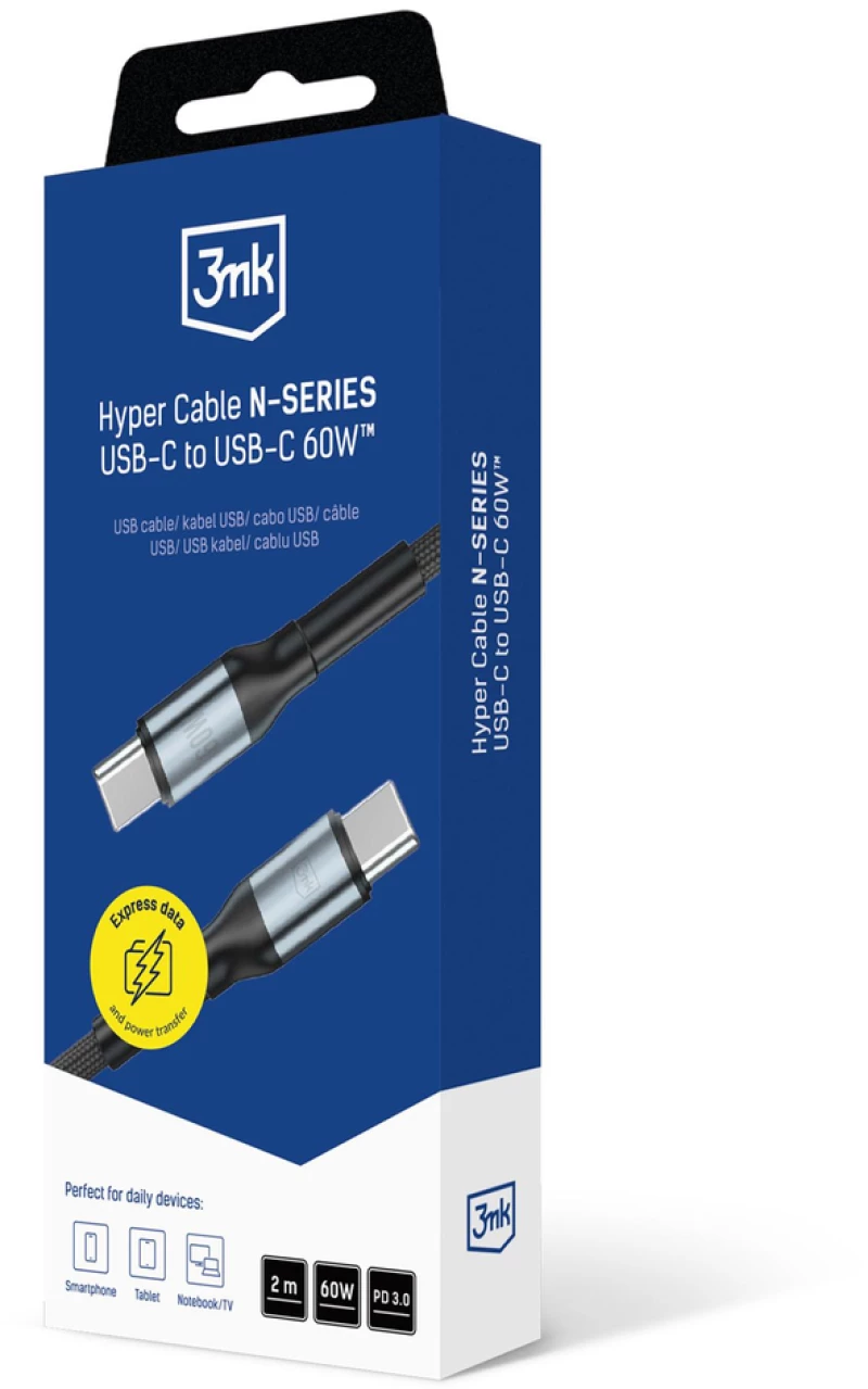 3mk Hyper Cable 3mk Hyper Cable N-SERIES USB-C / USB-C 2m 20V/3A 60W / black