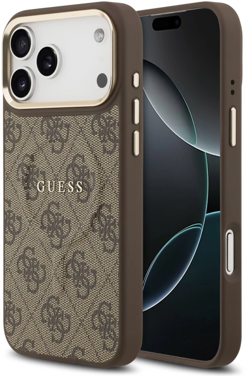 Guess 4G PU Classic Logo MagSafe Case for iPhone 17 Pro Max - Brown