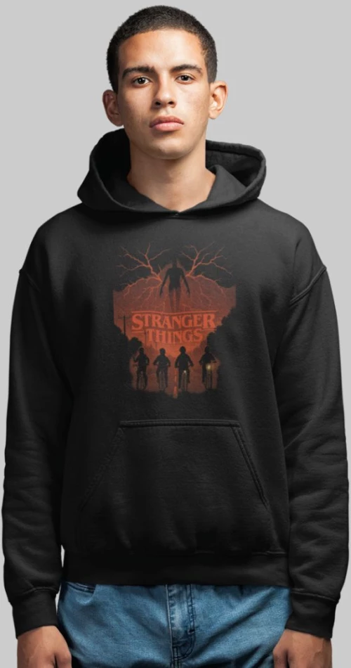 Stranger Things Night Riders Φούτερ με Κουκούλα - BLACK