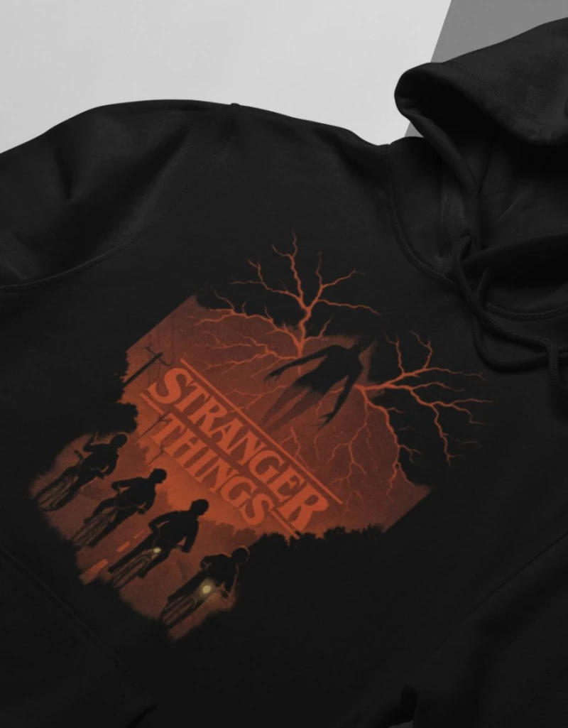 Stranger Things Night Riders Φούτερ με Κουκούλα - BLACK