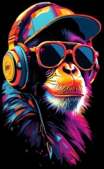 Funky Monkey Παιδικό Φούτερ με Κουκούλα - BLACK