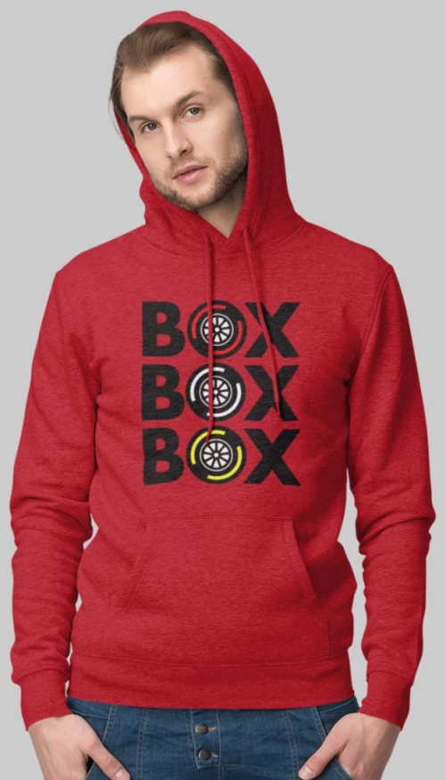 "Box Box Box" Φούτερ με Κουκούλα - RED