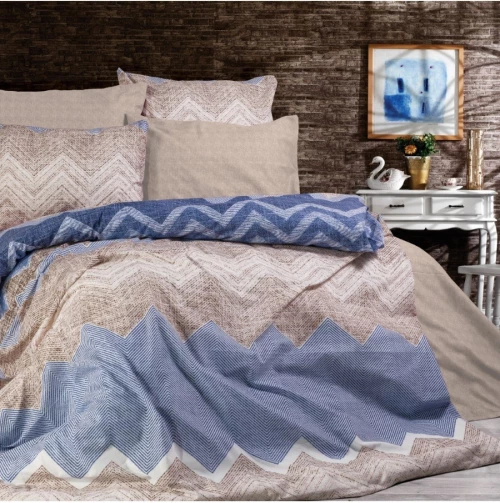 Παπλωματοθήκη Μονή Dimcol Αθηνά 407 Beige-Blue 160x240