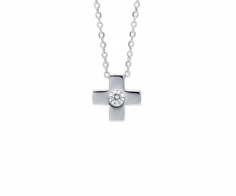 Κολιέ Ασήμι 925 Σταυρός μικρός με zircon Gatsa KL0746