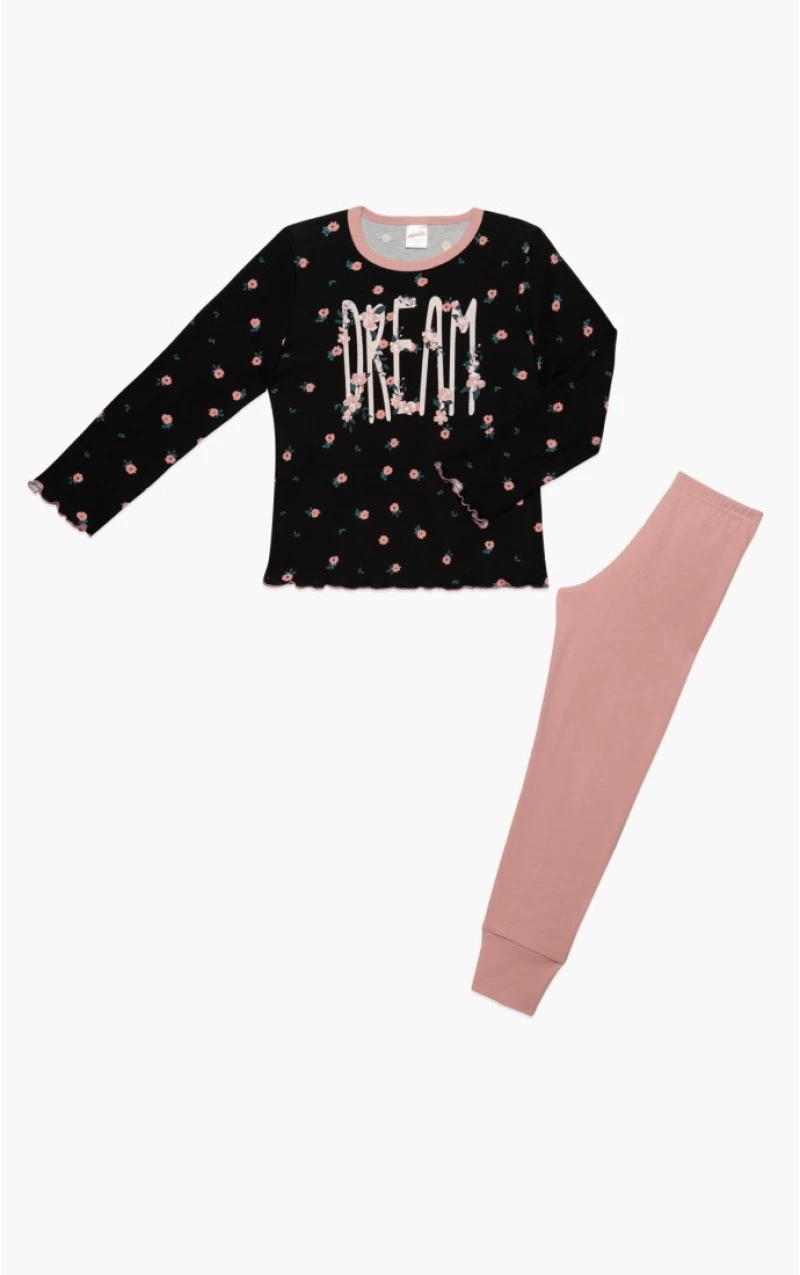 Πυτζάμα Παιδική Χειμερινή Minerva Dream Princess Black/Pink No8 62024-150