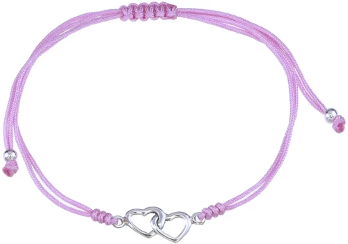 Χειροποίητο Βραχιόλι Ασημένιο Καρδιές BSH922-Ροζ