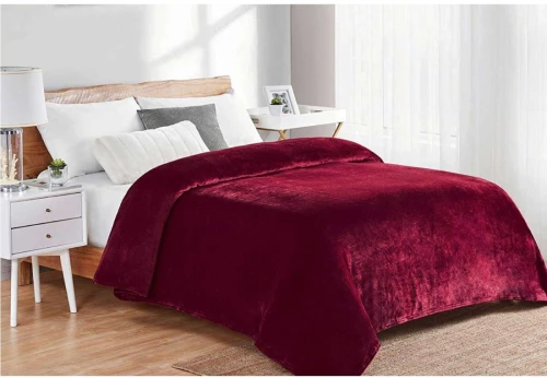 Κουβέρτα Fleece Υπέρδιπλη Dimcol Μονόχρωμη 04 Bordeaux 220x240