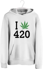 Φούτερ Με Τύπωμα I Weed 420 HOOD906-Λευκό