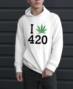 Φούτερ Με Τύπωμα I Weed 420 HOOD906-Λευκό