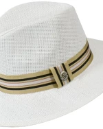 Καπέλο Fedora Με Ριγέ Κορδέλα Stamion 6441-Λευκό